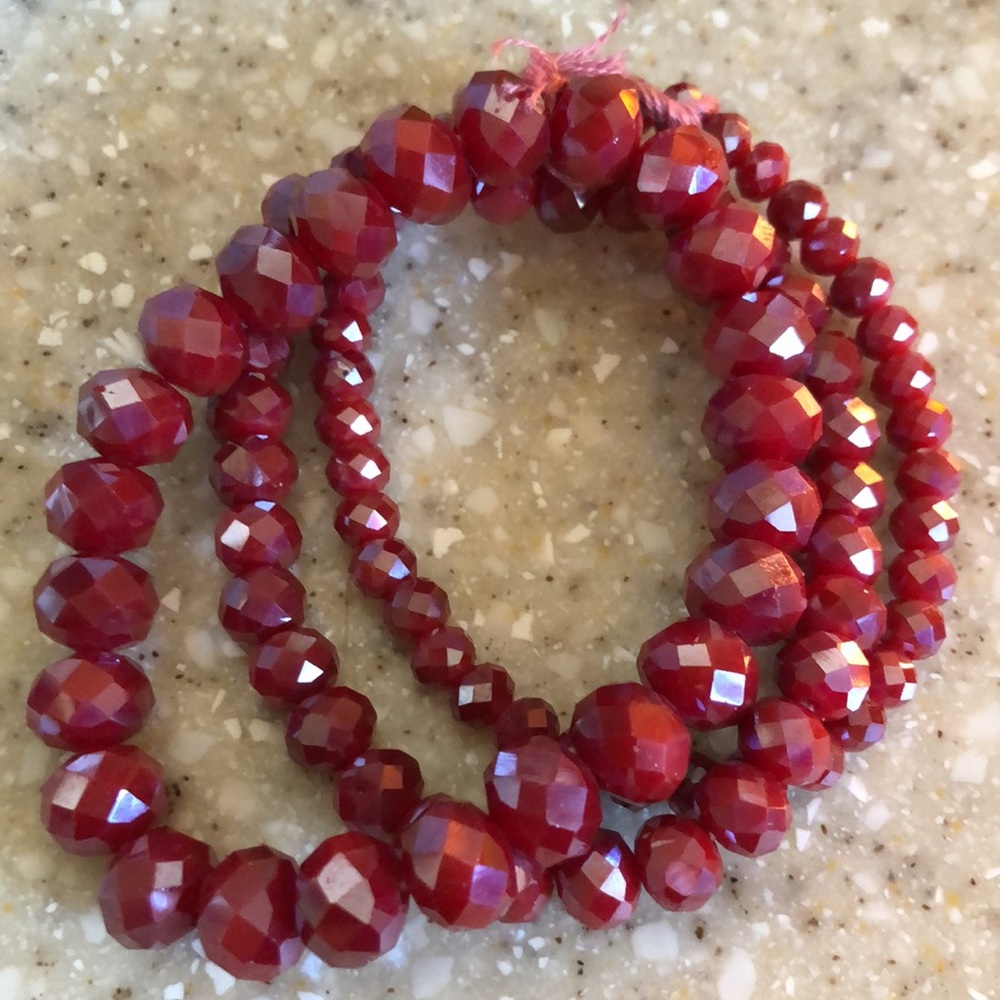 Ruby Red Three Strand Stretch Bracelet - image 1